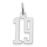 Sterling Silver/Rhodium-plated Elongated Number 19 Charm