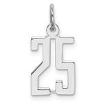Sterling Silver/Rhodium-plated Elongated Number 25 Charm