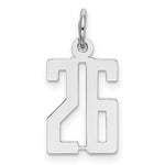Sterling Silver/Rhodium-plated Elongated Number 26 Charm