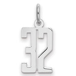 Sterling Silver/Rhodium-plated Elongated Number 32 Charm