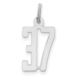 Sterling Silver/Rhodium-plated Elongated Number 37 Charm