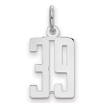 Sterling Silver/Rhodium-plated Elongated Number 39 Charm