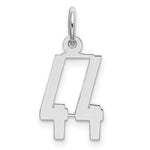 Sterling Silver/Rhodium-plated Elongated Number 44 Charm