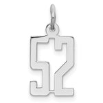Sterling Silver/Rhodium-plated Elongated Number 52 Charm
