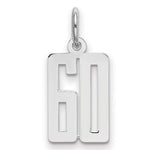Sterling Silver/Rhodium-plated Elongated Number 60 Charm