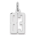 Sterling Silver/Rhodium-plated Elongated Number 83 Charm