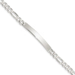 Sterling Silver Polished Engravable Figaro Link 40x Plate ID Bracelet