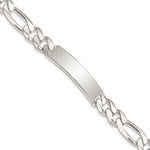 Sterling Silver Polished Engravable Figaro Link 41x Plate ID Bracelet