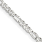Sterling Silver Pav Flat Figaro Chain