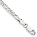 Sterling Silver Pav Flat Figaro Chain