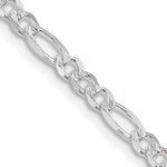 Sterling Silver Pav Flat Figaro Chain