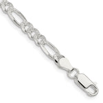 Sterling Silver Pav Flat Figaro Chain