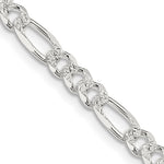 Sterling Silver Pav Flat Figaro Chain