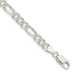 Sterling Silver Pav‚ Flat Figaro Chain