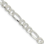 Sterling Silver Pav Flat Figaro Chain