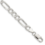 Sterling Silver Pav‚ Flat Figaro Chain
