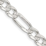 Sterling Silver Pav Flat Figaro Chain