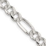 Sterling Silver Pav Flat Figaro Chain