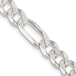 Sterling Silver Pav Flat Figaro Chain