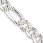 Sterling Silver Pav Flat Figaro Chain