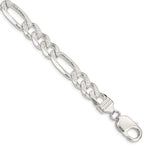Sterling Silver Pav Flat Figaro Chain