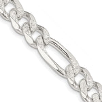 Sterling Silver Pav Flat Figaro Chain