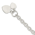 Sterling Silver Engravable and Heart Discs on Fancy Rolo Link Toggle Bracelet