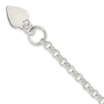 Sterling Silver Engravable 23x Heart Disc on Fancy Rolo Link Toggle Bracelet