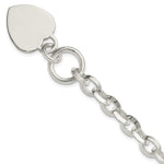 Sterling Silver Engravable 26x Heart Disc on Fancy Rolo Link Toggle Bracelet