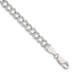 Sterling Silver Solid Double Link Charm Bracelet