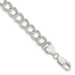 Sterling Silver Solid Double Link Charm Bracelet
