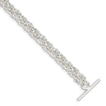 Sterling Silver Polished Fancy Byzantine Link Toggle Bracelet
