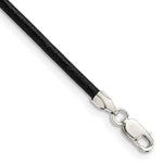 Sterling Silver Black Leather Cord Necklace