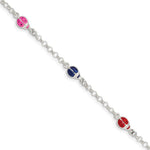 Sterling Silver Multi-color Enamel Ladybugs w/ ext. Children's Bracelet