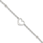 Sterling Silver Open Heart and Bead Plus Extender - Total Anklet