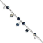 Sterling Silver Shadow Crystal & Lapis Anklet