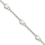 Sterling Silver Hearts 5 Inch Plus 1 Inch Extension Bracelet