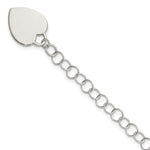 Sterling Silver Engravable 20x Heart Charm Cable Link Bracelet
