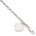 Sterling Silver Engraveable Heart Charm Bracelet