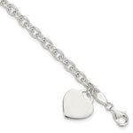 Sterling Silver Engraveable Heart Charm Bracelet