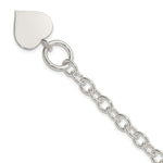 Sterling Silver Engravable 22x Heart Charm Rolo Link Toggle Bracelet