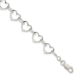 Sterling Silver Polished Heart Link Bracelet
