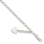 Sterling Silver Engravable Heart Charm Rolo Link Bracelet