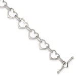 Sterling Silver Heart and Circle Link Toggle Bracelet