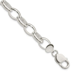 Sterling Silver Solid Oval Rolo Link Bracelet
