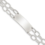 Sterling Silver Double Strand Oval Link 35x Plate Toggle ID Bracelet