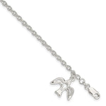 Sterling Silver Polished Dove Charm Bracelet