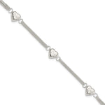 Sterling Silver Polished Multi-strand Hearts with LOVE Bracelet