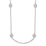 Sterling Silver Bezel-set CZ 8-Station with Extension Necklace
