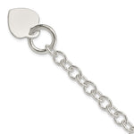 Sterling Silver Engravable 19x Heart Disc Rolo Link Toggle Bracelet